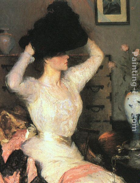 Lady Trying On a Hat painting - Frank Weston Benson Lady Trying On a Hat art painting